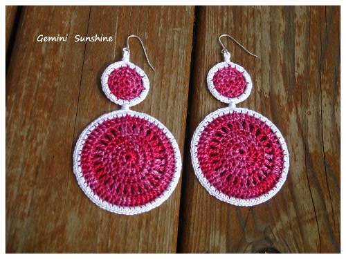 SALE--5 Dollars Off--Hot Pink Bohemian Summer Sol Crochet Earrings