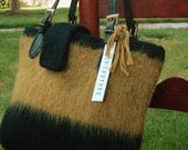 Handbag Tote Purse Large Black and Gold Tote Wool Felted