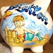Personalized Piggy Bank Beach Boy Surfing Beach Theme Hand Painted Kids Bank