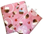 Reusable Sandwich and Snack Bag - Cupcakes on Pink
