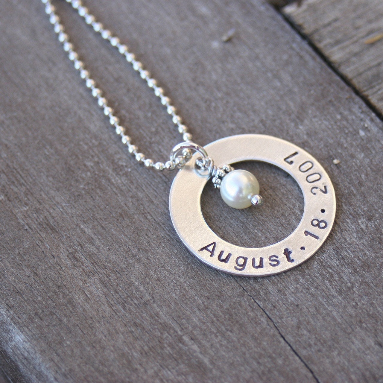 Anniversary Personalized Necklace - Washer Style