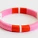 Pink. Orange. White.  Stackable Thread Bangle Bracelet with Stripes - no. 513B