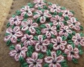 Pink Daisy Hand Embroidered Card Case