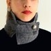 Gray wool cowl, french printed cotton lining