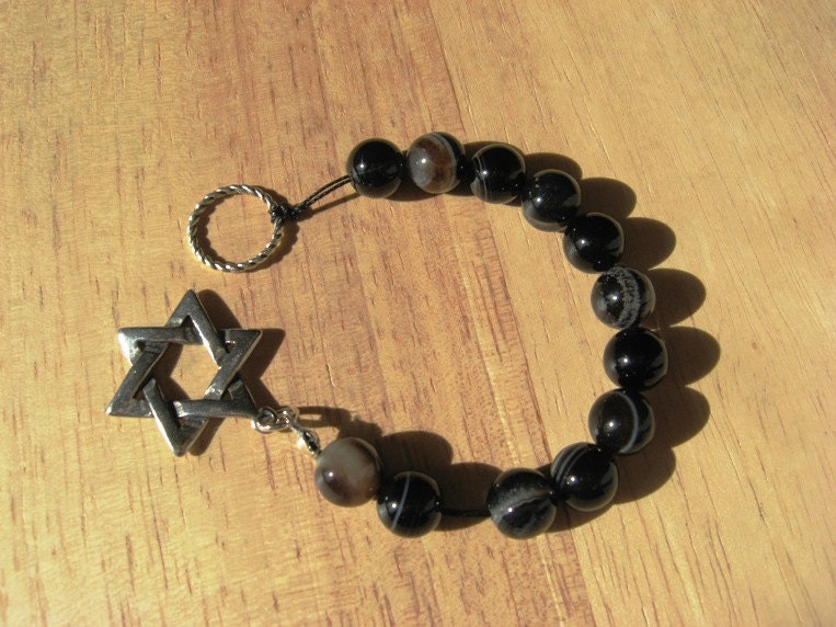 Jewish Meditation Beads Banded Agate Gemstones with by susanlloyd