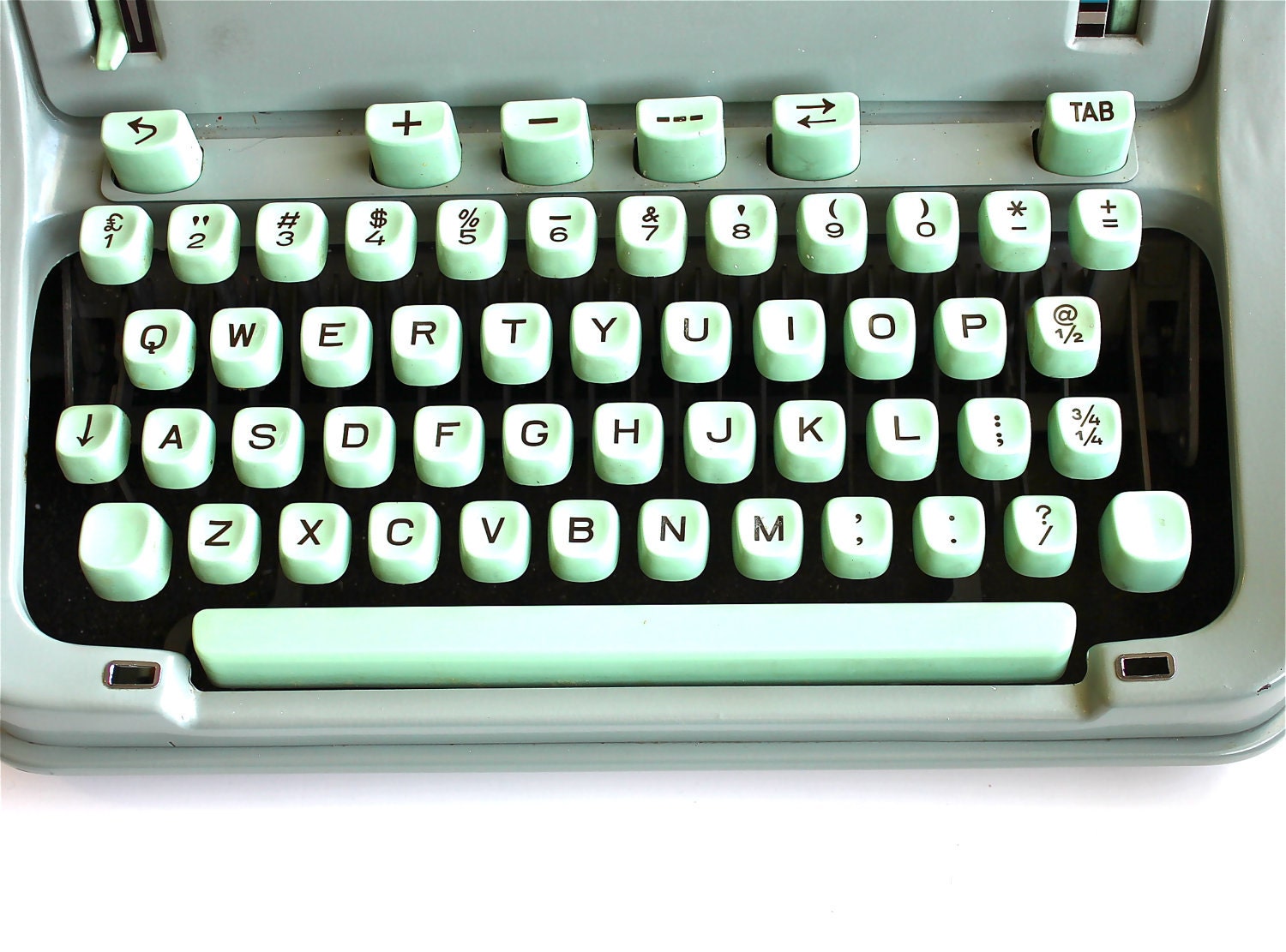 Reserved for Cara - Mint Green Typing - Vintage Hermes 3000 Swiss Made Typewriter