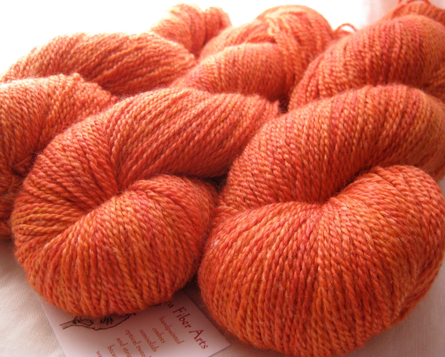 Handpainted Seacell Sock Yarn, Tangerine on Khazana