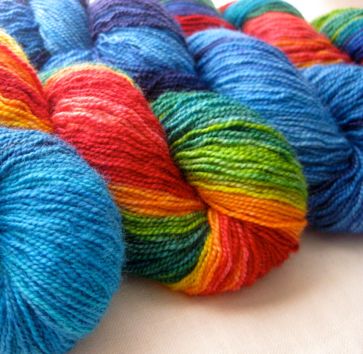 Rainbow Sock Yarn Pot O' Gold with Summer Sky Ombre by KamaSuutra