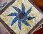 SALE Cornflower Blue Black Eyed Susan Table Runner Quilt