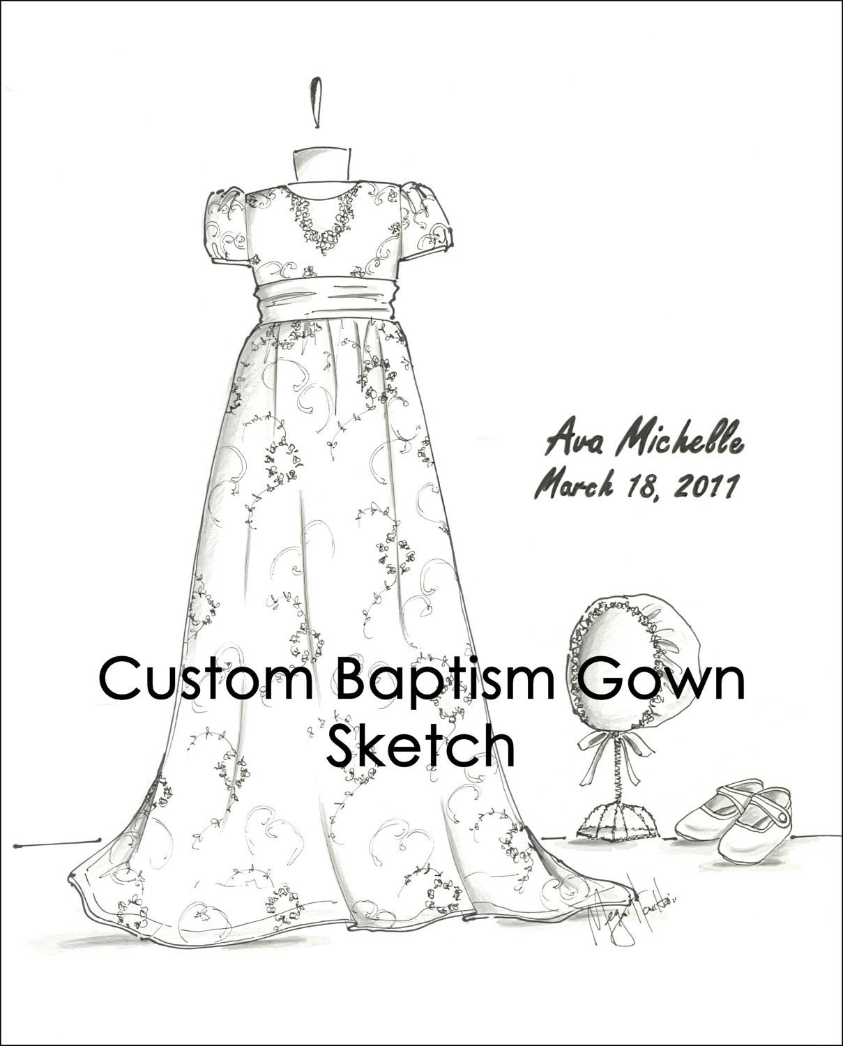 Custom Baptism Gown Sketch