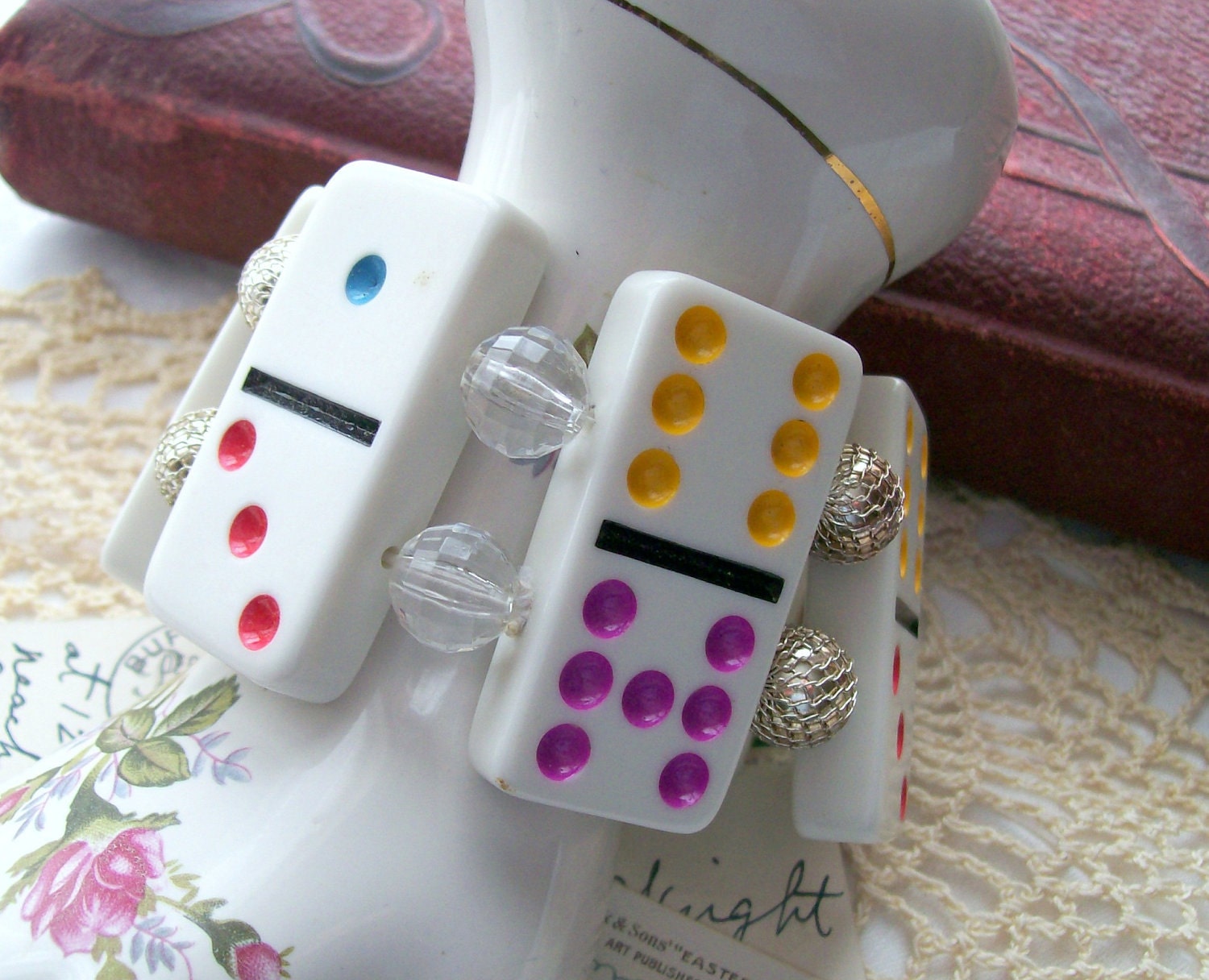 Vintage Domino Bracelet - Recycled - Silver - Game Piece