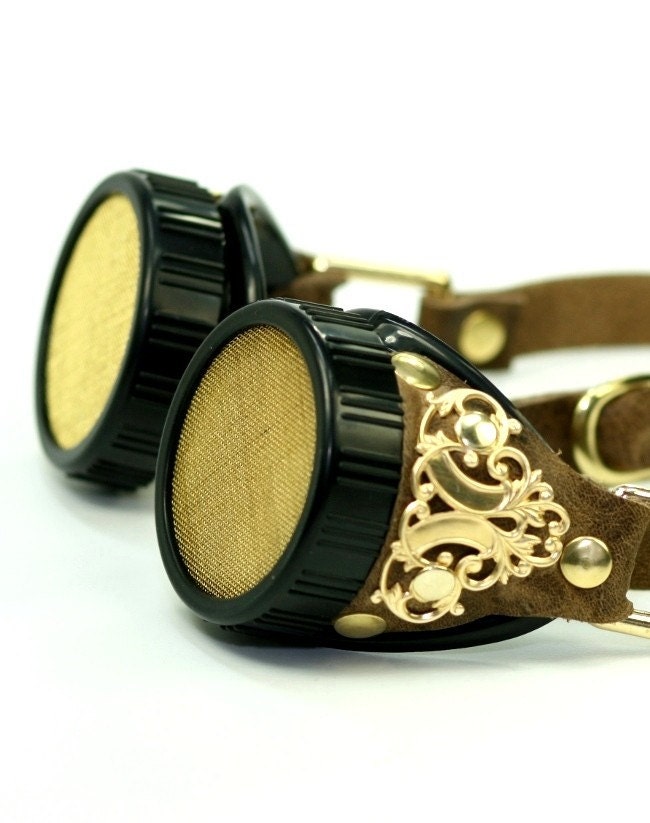 CLASSIC STEAMPUNK Brown Leather Victorian Goggles