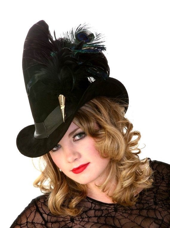 Halloween Witch Hat in Leather - Broom Rider