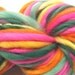 Bulky Handspun Yarn in ZINNIAS, thick and thin, 70 yds hand dyed merino wool