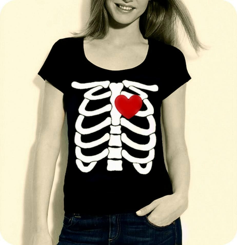 Skeleton Beating HEART Women TShirt - Made to Order XS - L