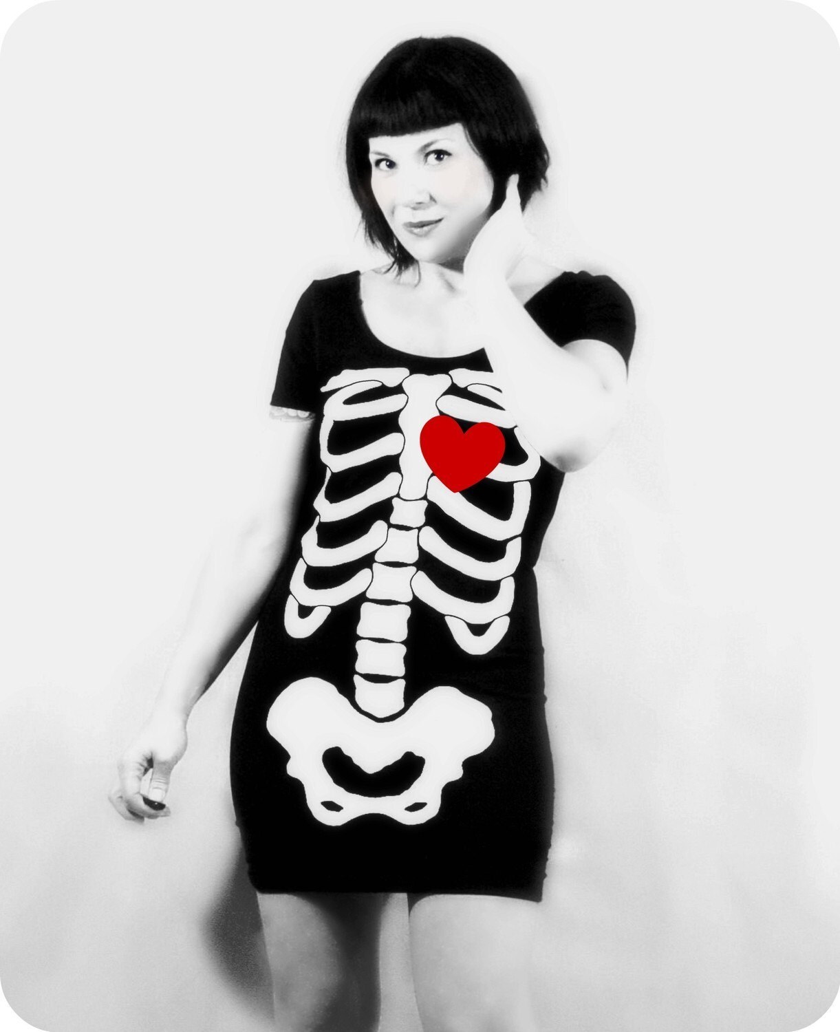 Halloween Costume: Skeleton Beating HEART Dress - Made to Order