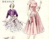 Vintage 1950s dress and bolero sewing pattern - Vogue Couturier 794  - Bust 32