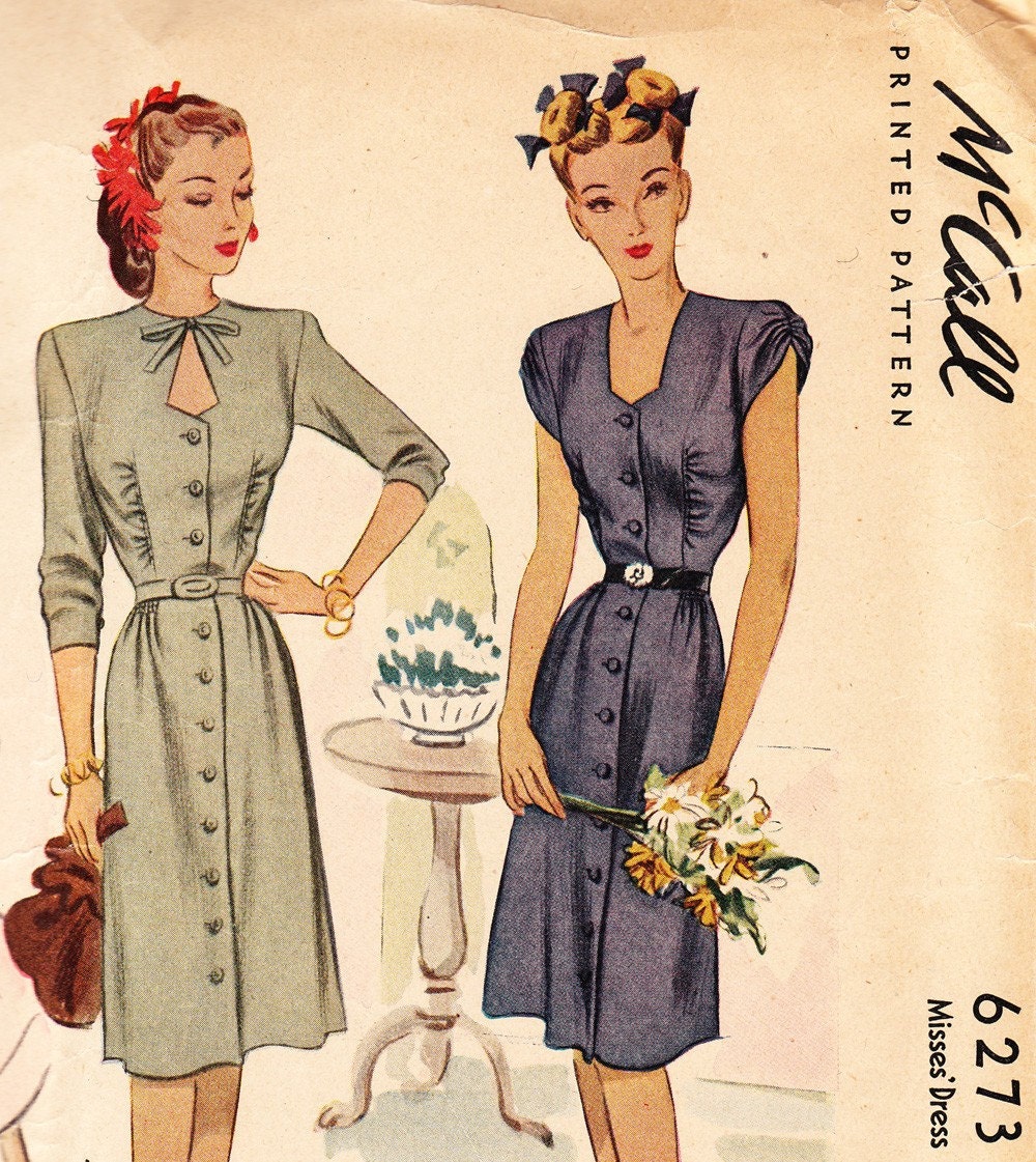 Vintage 1940s dress pattern- McCalls 6273