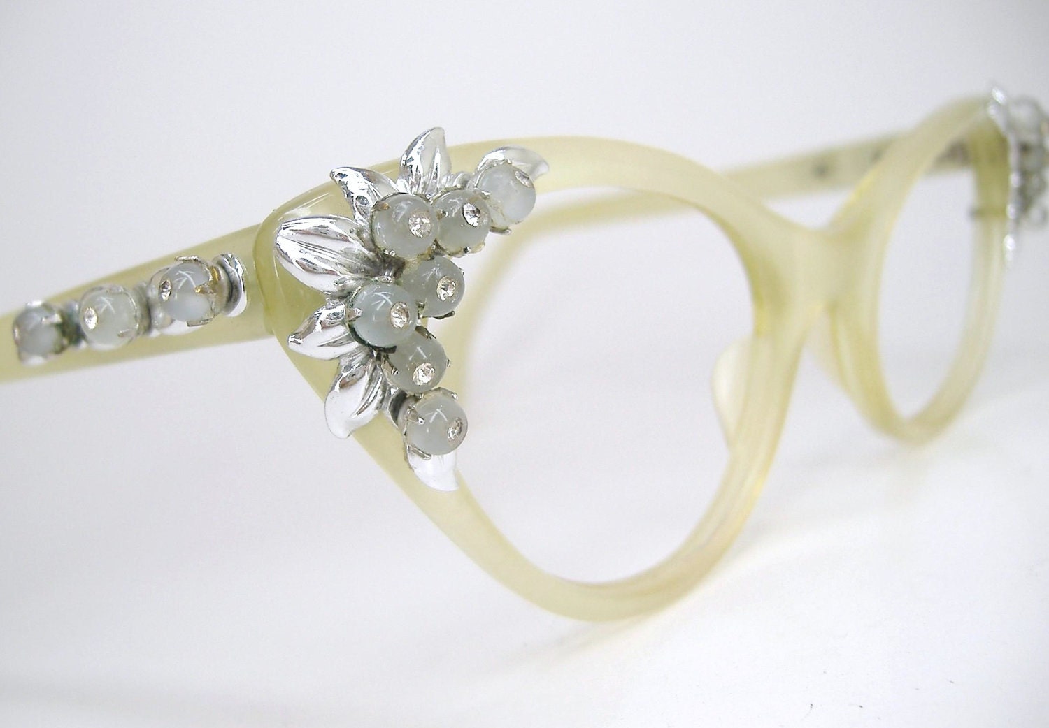 Vintage Schiaparelli Cat Eye Eyeglasses Pearl Frame Mint Condition