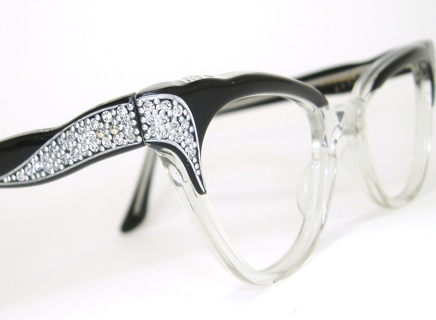 Vintage Eyeglasses Black Cat Eye Frame by Vintage50sEyewear