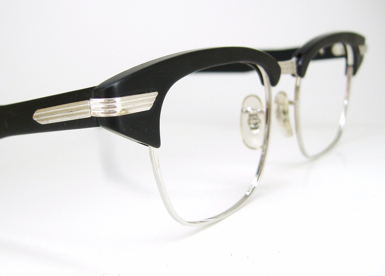 Vintage Mens 50s Black Browline Eyeglasses By Vintage50seyewear 