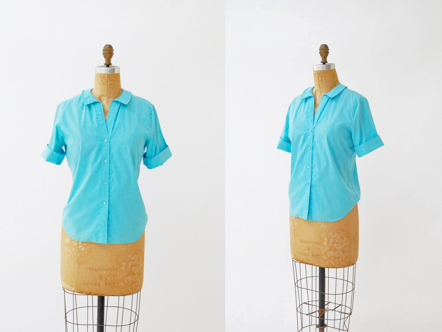 vintage 1950s shirt. peter pan collar. medium blouse