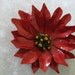Large retro red enamel flower pin brooch for the holidays