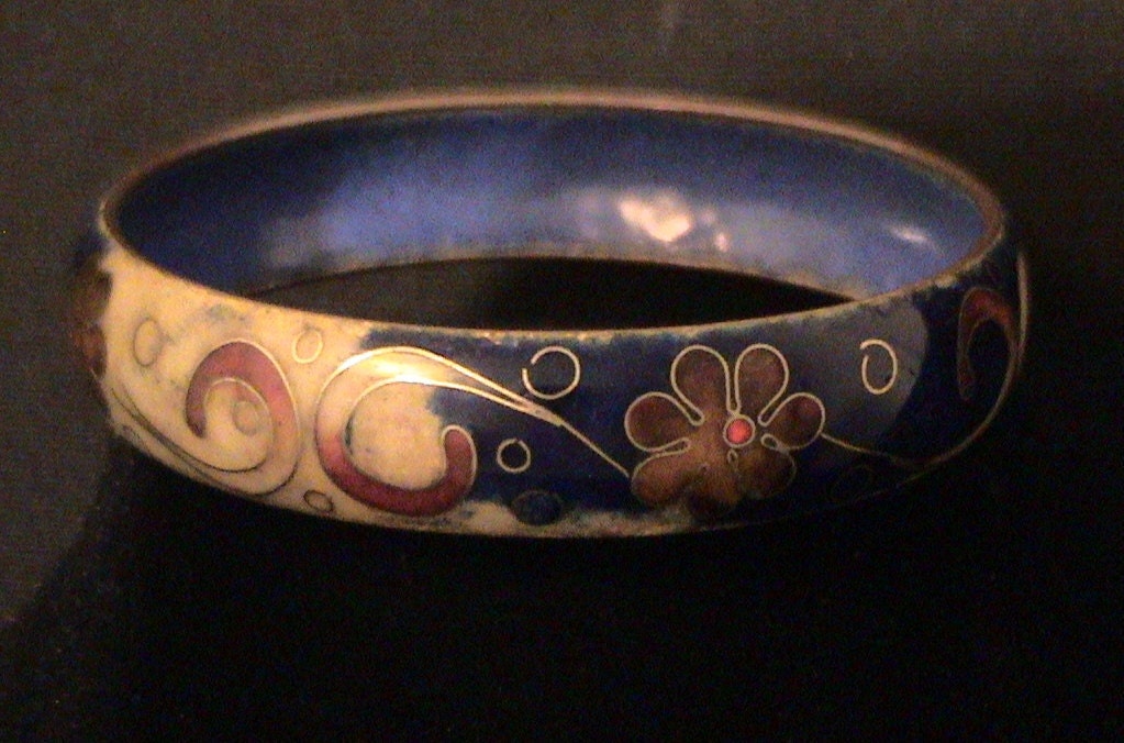Beautiful Vintage Cloisonne Bangle Flower Bangle Bracelet