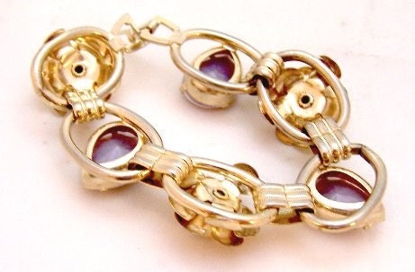 RESERVED Gorgeous Flower Lavender Moonglow Stone 5 Link Juliana Bracelet