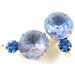 2 - 18x11mm Vintage Faceted Round Glass Stones in 1 Ring Two Stones Brass Prong Settings - Rose Light Sapphire and Sapphire