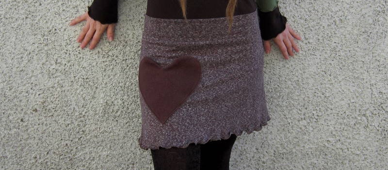 Chocolate Hearts Hemp Mini Skirt :Made to Order Sz. Sm Med Lg XL Eco Friendly Organic Cotton