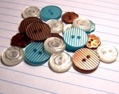 blue, brown and white buttons