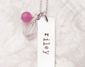 Rectangular One Name Custom Necklace, Personalized Hand Stamped Jewelry, Personalized Mommy Necklace, Hand Stamped Jewelry, Stamped Charms