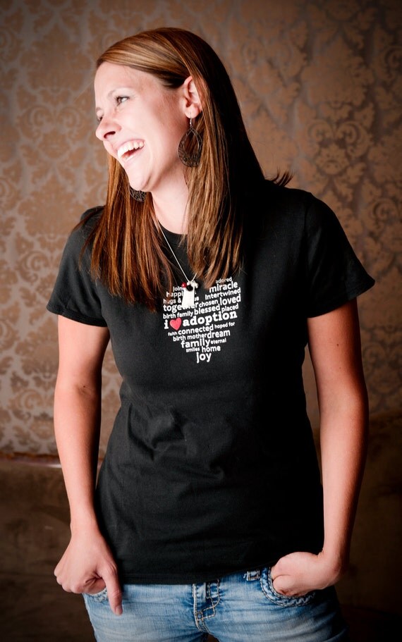 Women's XL I Love Adoption Tee Shirt, Adoption Gifts, Adoption Apparel, Adoption Tee Shirts, Adoption Products