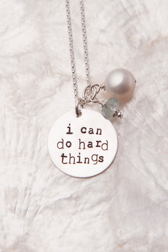 I Can Do Hard Things Necklace, Handstamped Sterling Silver Jewelry, Inspirational Necklace, Affirmation Necklace, Mantra Necklace