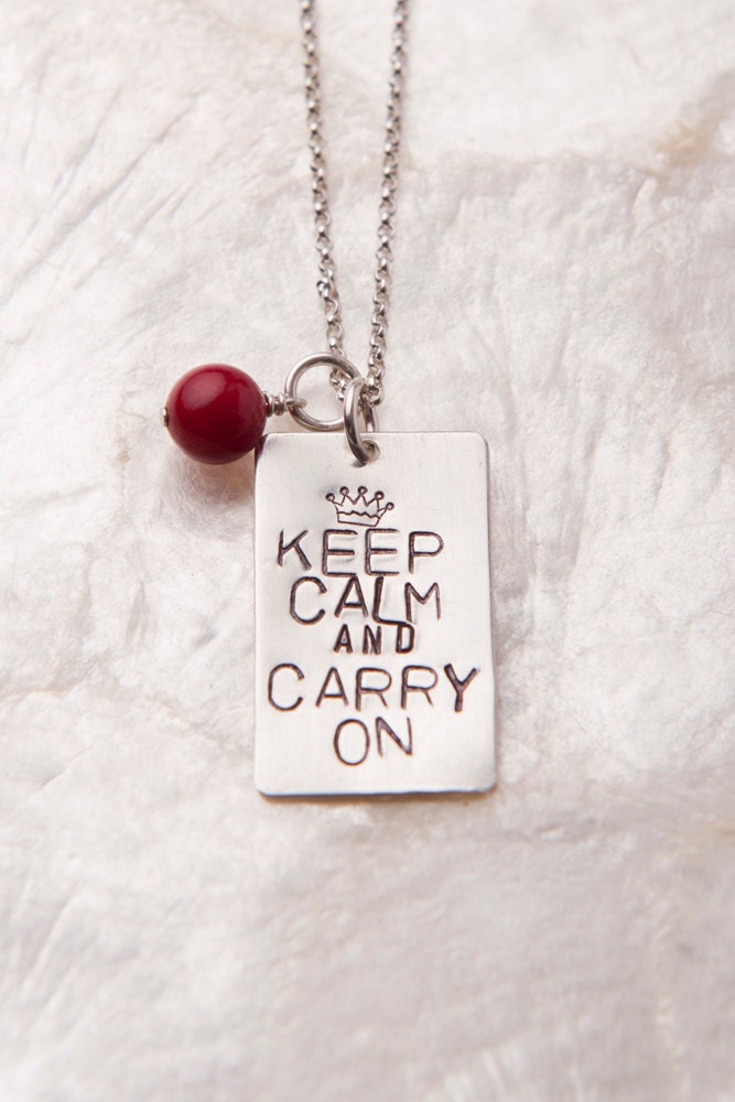 Keep Calm and Carry On Necklace, Hand Stamped Silver Jewelry, I Can Do Hard Things Necklace, Stamped Charm, Adoption Jewelry