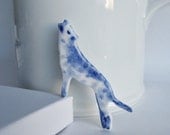 Wolf - Handpainted Delft porcelain Brooch