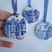 Blue Delft Canal Houses - Handpainted Porcelain Ornament/ Wall Hanging/Key Tassle