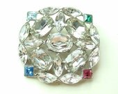 Large Vintage Rhinestone Brooch Statement Jewelry, FREE US SHIPPING