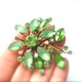 Rhinestone Brooch Vintage Peridot Jewelry Mint Green Art Glass Tiered Brooch, Free US Shipping