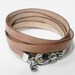 Multi Round Wrap Tan Leather with Big Sterling Silver Clasp Cuff Bracelet