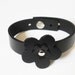 Flower Black Leather Cuff Leather Bracelet