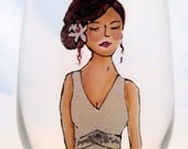 Bride Hand Painted Custom Wedding Wine Glass