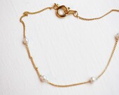 Tiny Gold and Pearl Chain Bracelet
