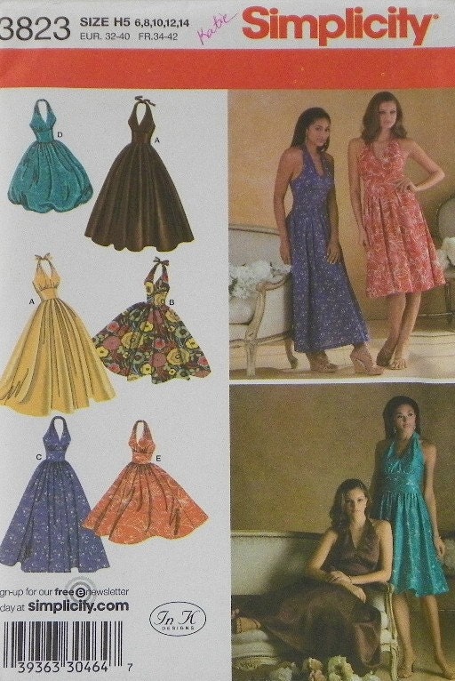 Marilyn Monroe Style Halter Dress Simplicity 3823 Uncut Length Variations Size 6 8 10 12 14 on Etsy