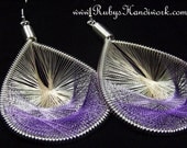 Handmade Thread Art Earrings, Inspired by Peruvian earrings, Handcrafted Earrings, Purple Earrings, RubysHandiwork.com