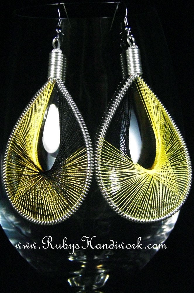 String Art, Handmade Thread Earrings, Handcrafted Earrings, RubysHandiwork.com