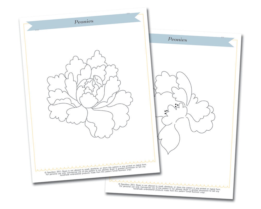Peonies Embroidery Pattern