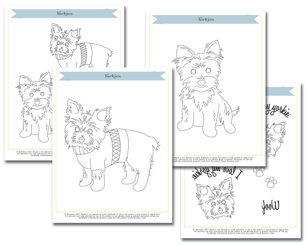 Yorkies/Yorshire Terriers Embroidery Pattern