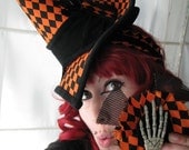 Witch Hat Halloween Orange/Black Harlequin Victorian Style Tilt Toy